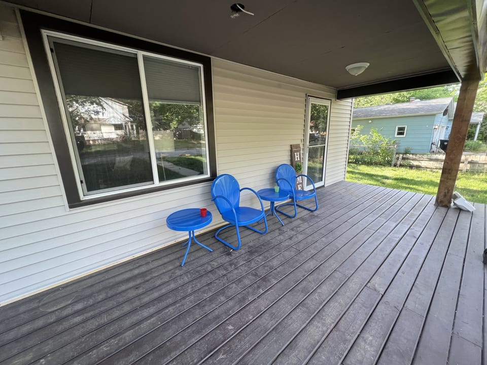 Front porch with setting for two. 
