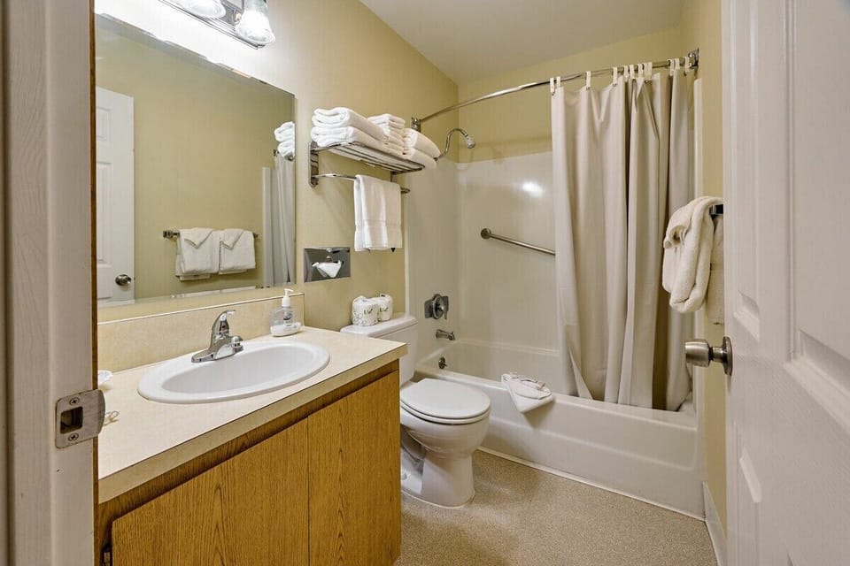 The bathroom and shower