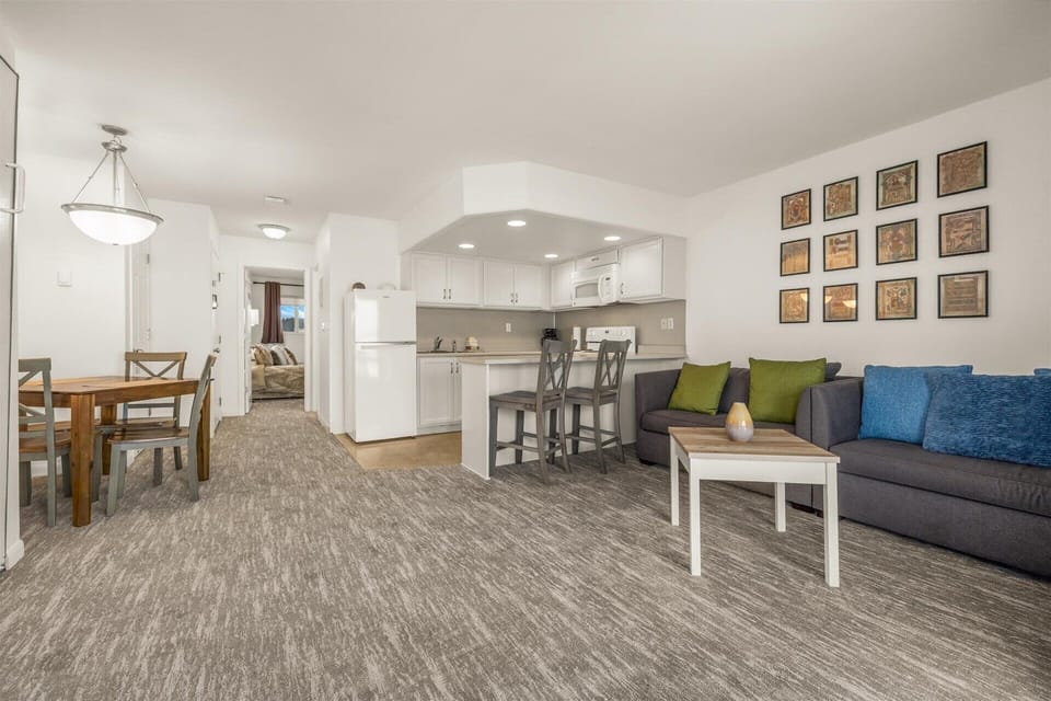 The spacious living room has plenty of room to relax