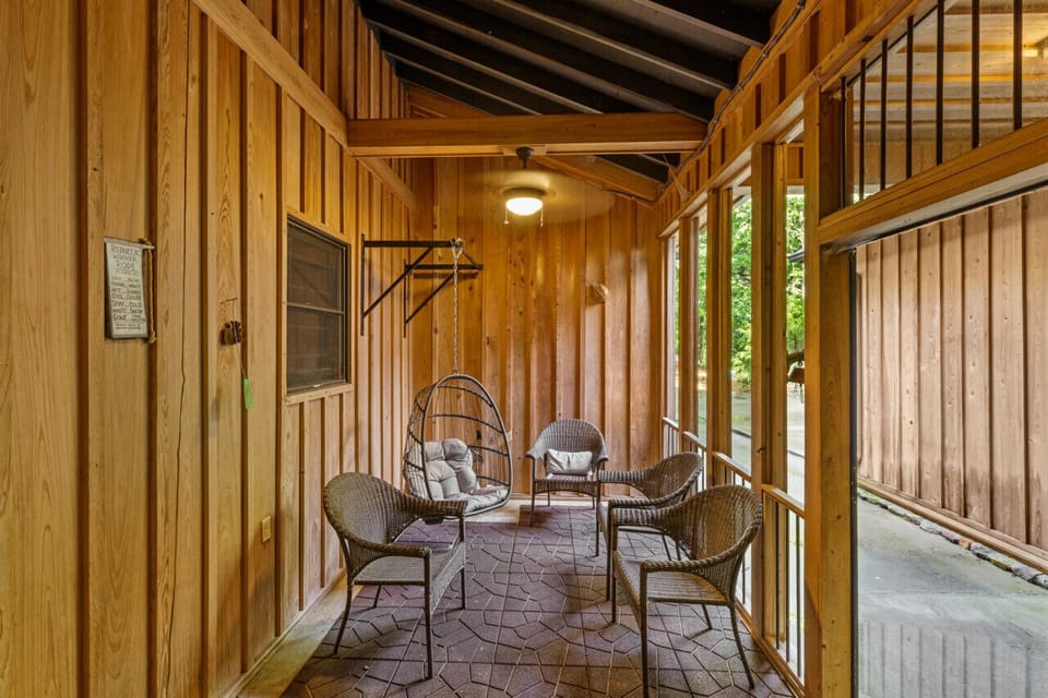 Seating area across from the hot tub.