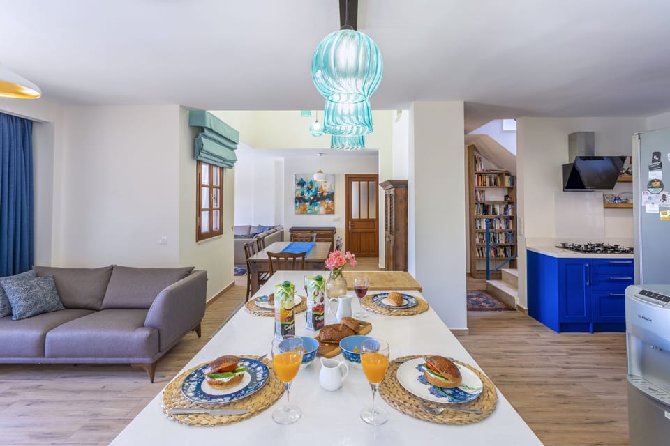 Open plan kitchen with an island unit