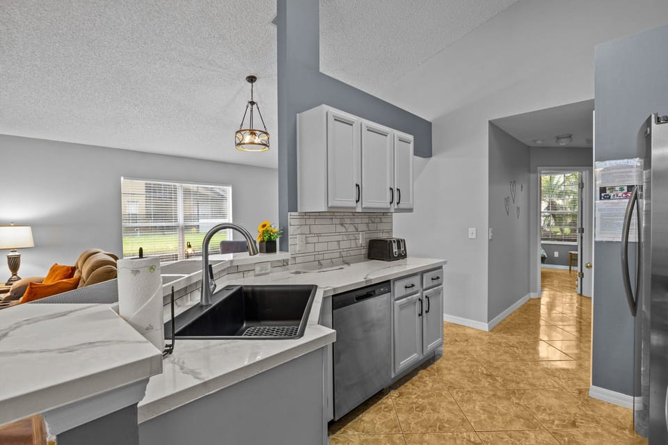Counter area for extra dining space.