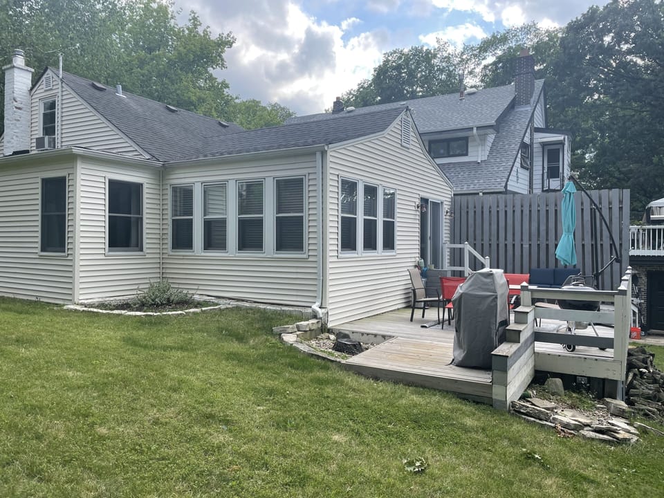 The house sits on a double lot with plenty of yard space.
