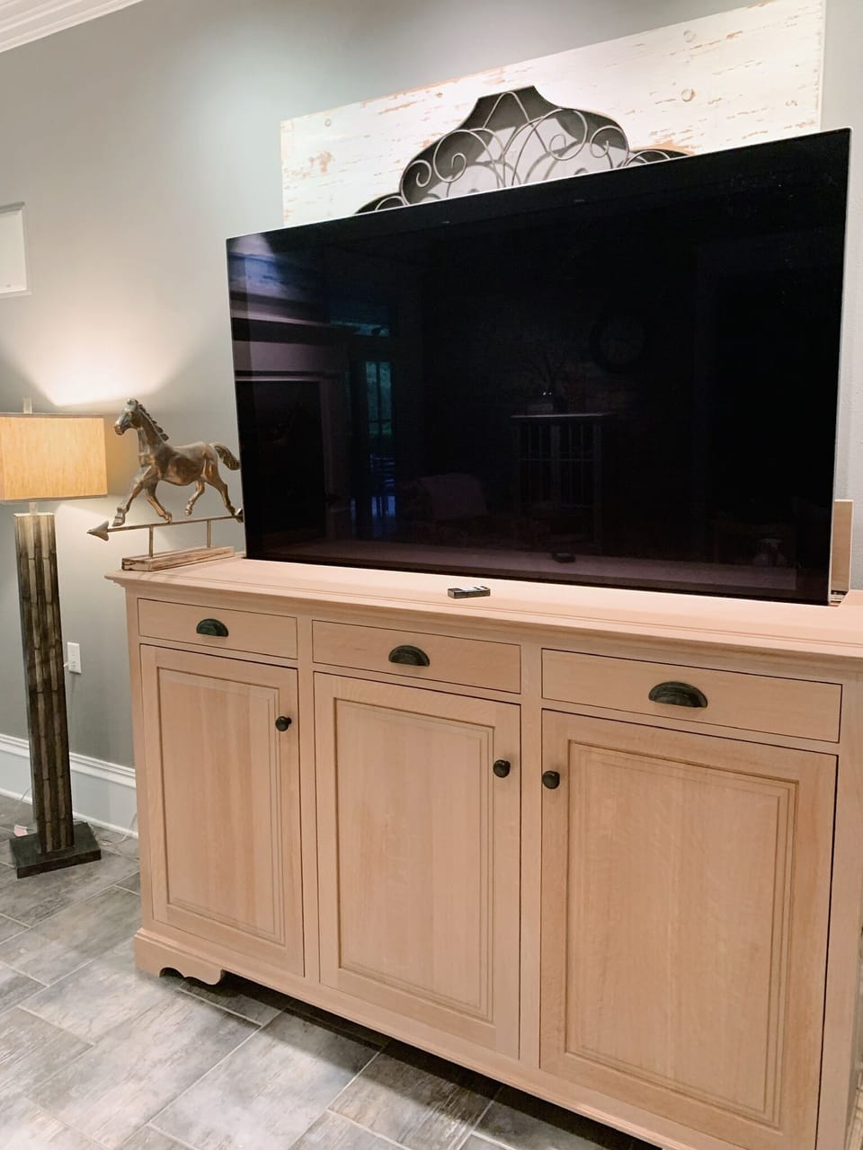 TV hidden in the cabinet