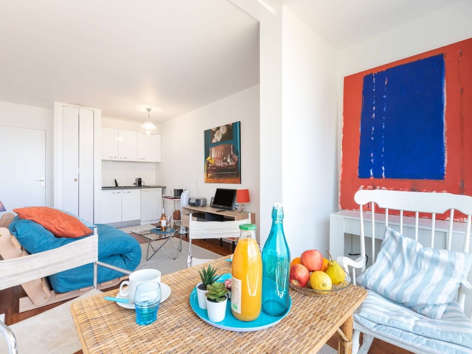 Furniture, Table, Property, Blue, Azure, Couch, Comfort, Picture Frame, Wood, Orange