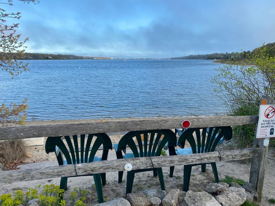 Private beach access to Great Pond, just a 5 minute walk from the house. 