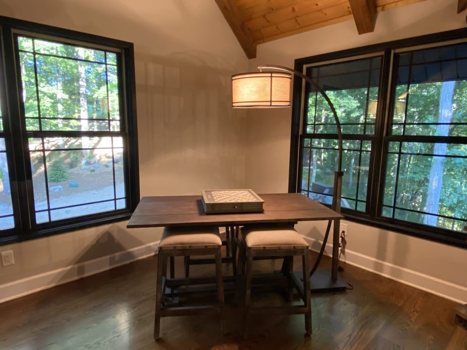 Upstairs table for games or puzzles