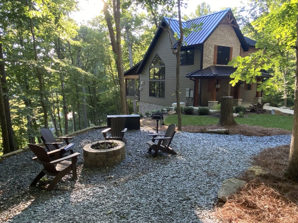 Outside fire pit with wood provided