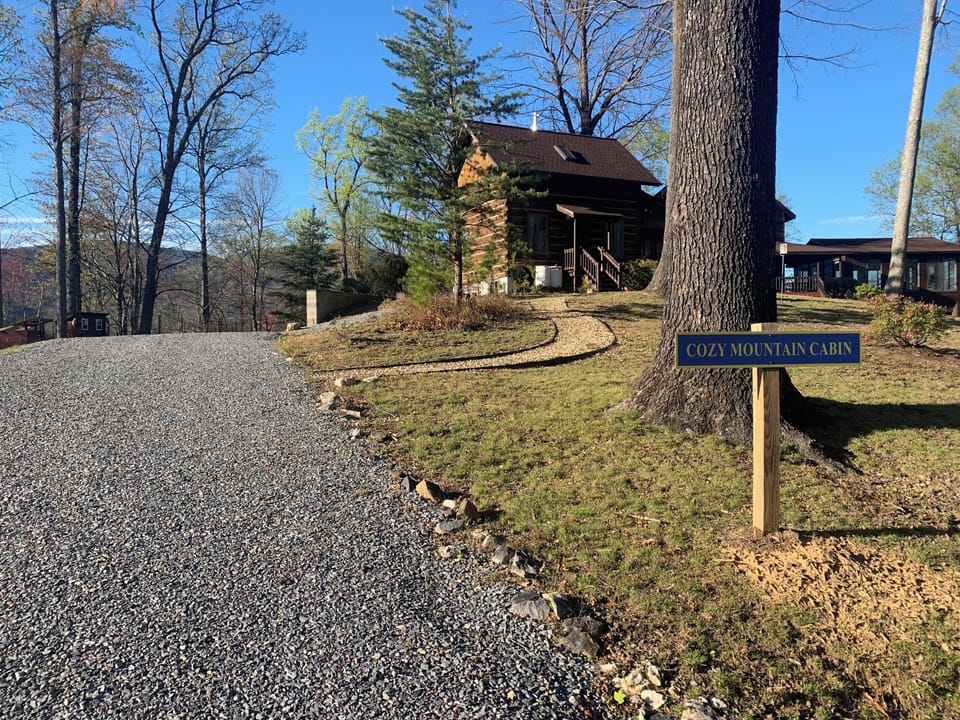 Cabin sits on host's 34-acre mountain property. Private guest driveway/parking. 