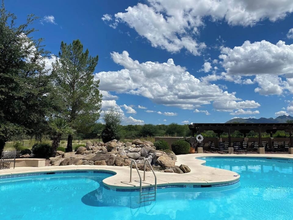 Saltwater pool and hot tub, heated and open year-round