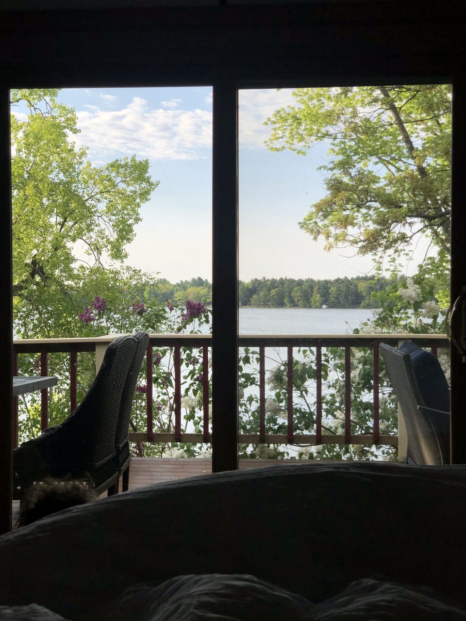 Beautiful lake view from the master bedroom. 
