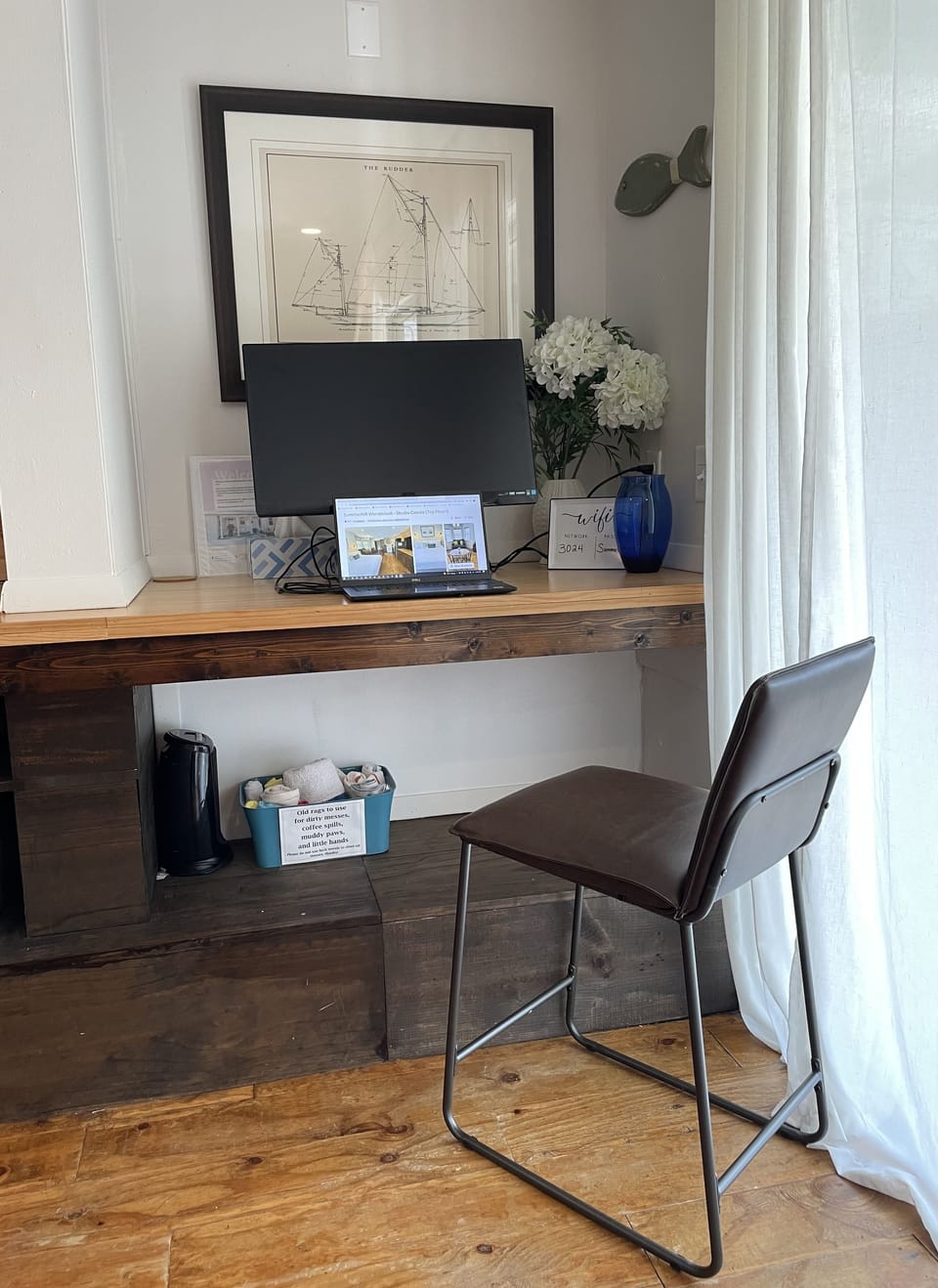 Dedicated work space nook (laptop and monitor not included)