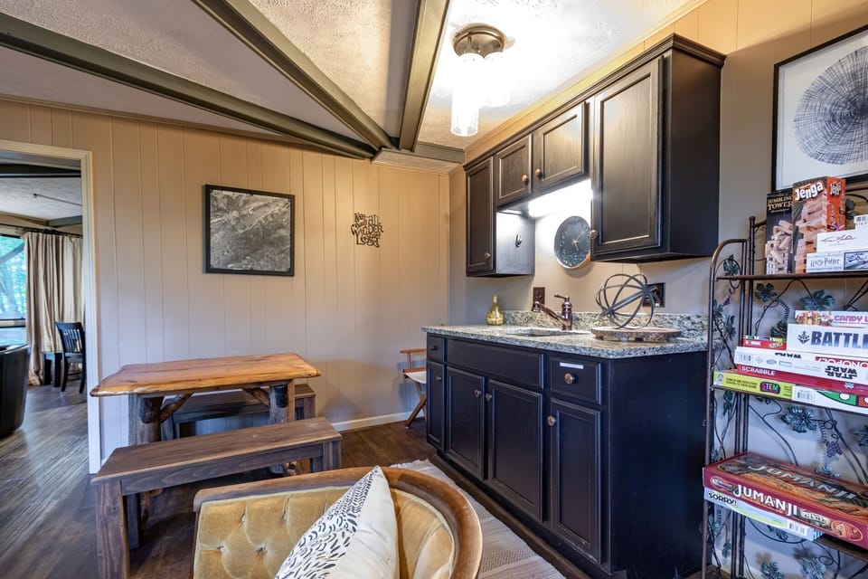 Wet Bar with Live-Edge Table