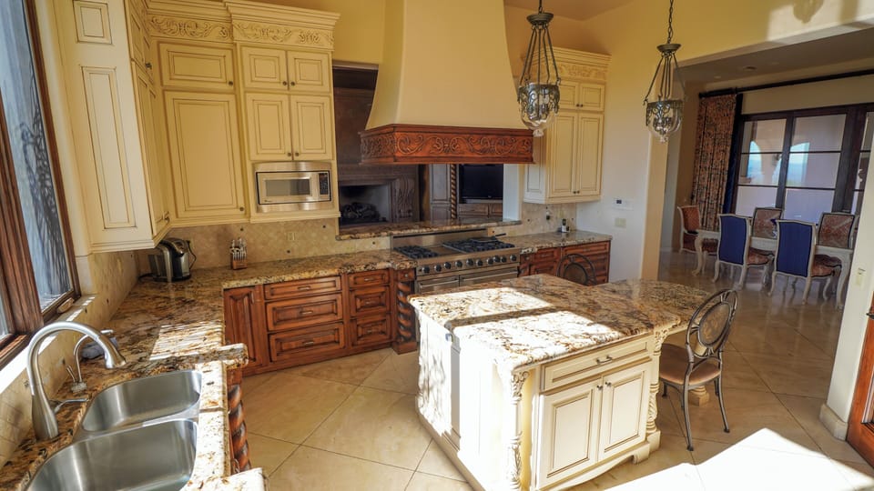 Kitchen with city views