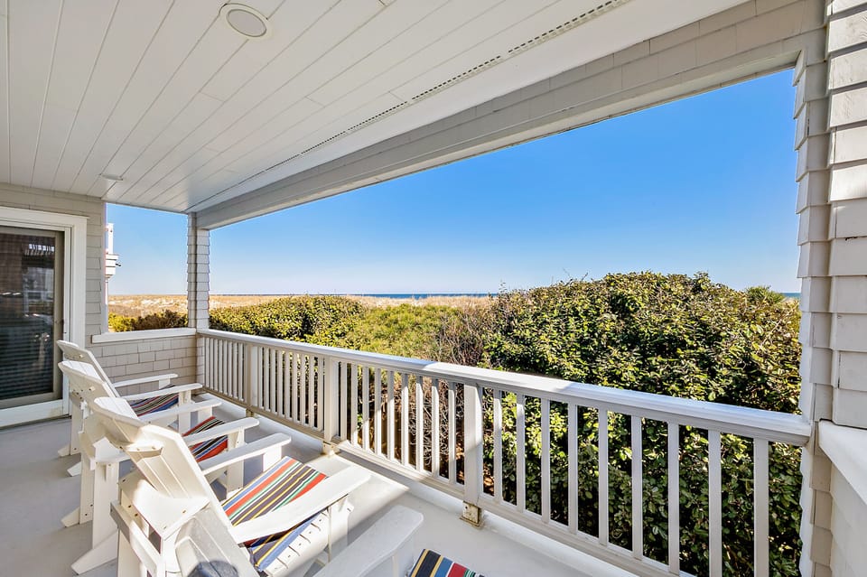 Beach views off the queen and master bedrooms.