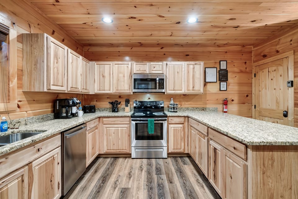 The kitchen is fully equipped with all the space and modern appliances you need, making it perfect for creating delicious, home-cooked meals during your stay.