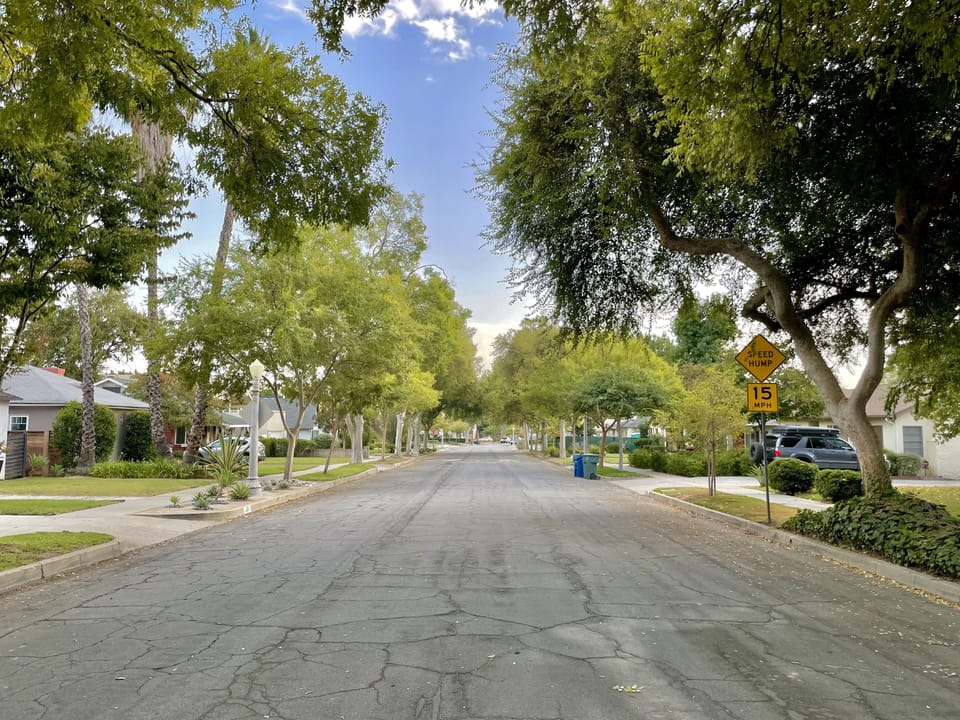 Quiet neighborhood with tree line streets