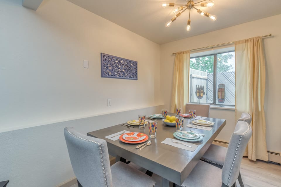 Enjoy home-cooked meals or takeout in this stylish and comfortable dining room.