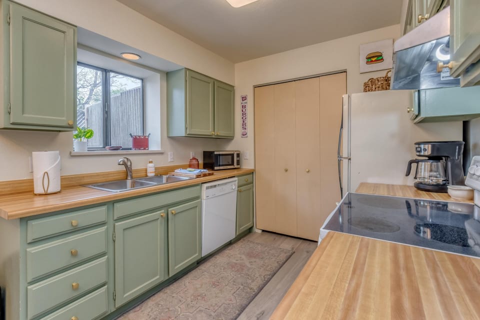 Vacation cooking made easy in a kitchen stocked with all the essentials for your stay.