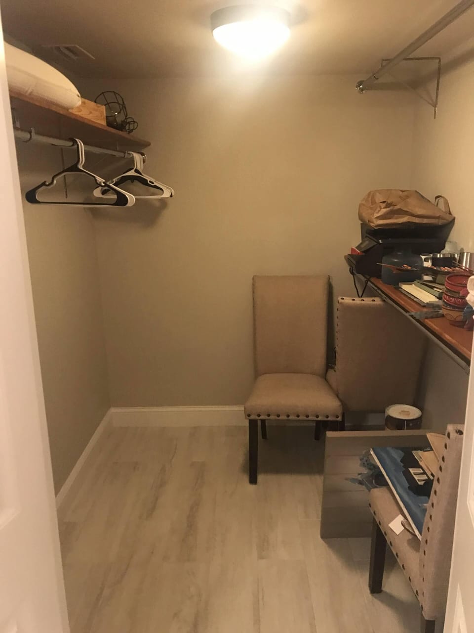 Huge guest closet with ample storage area