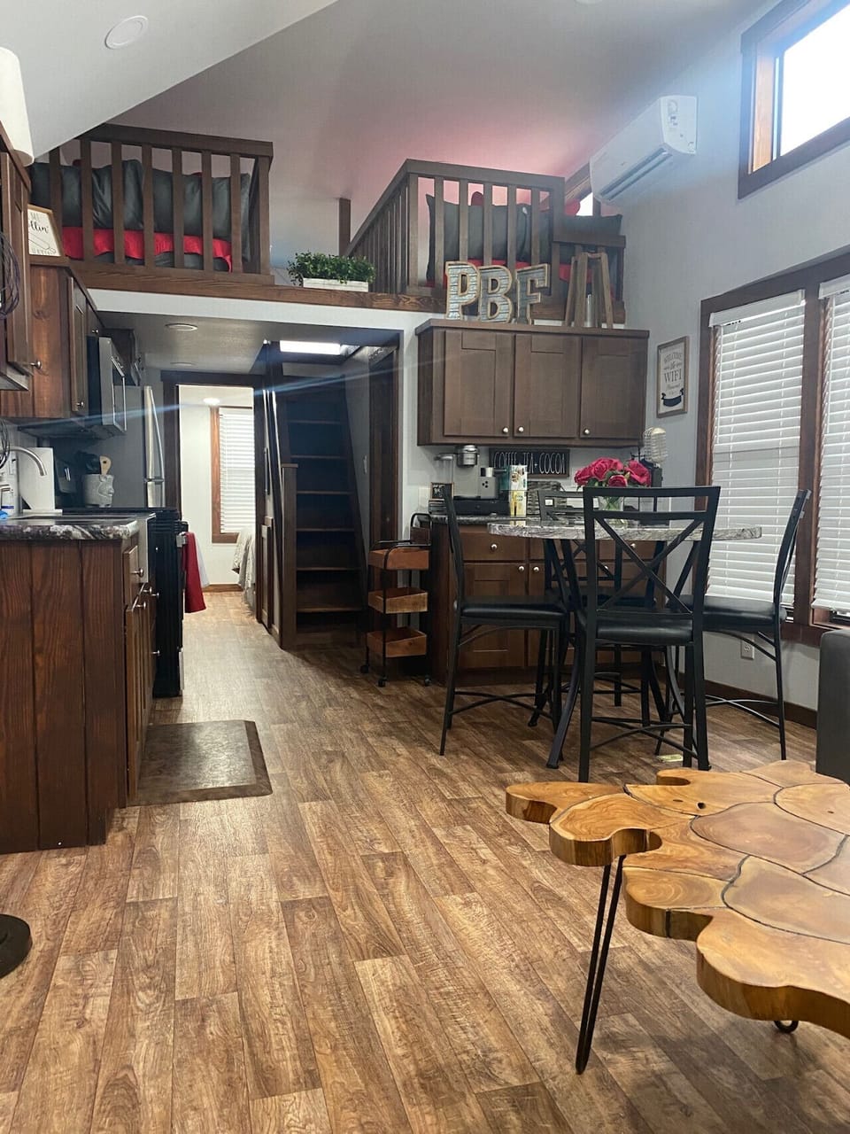 Kitchen and dining area of the tiny house