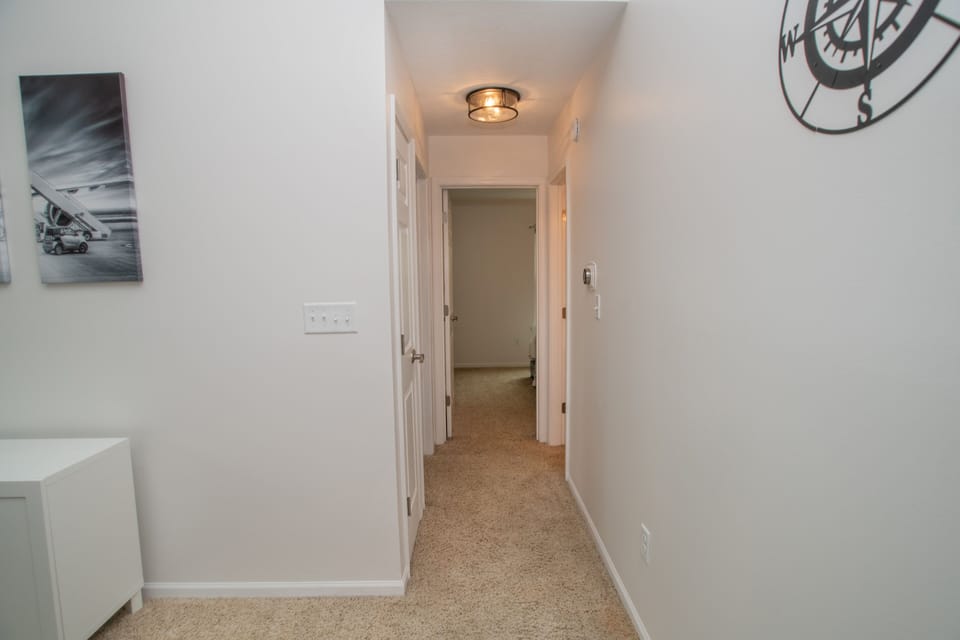 Hallway from living room to guest bedrooms. 