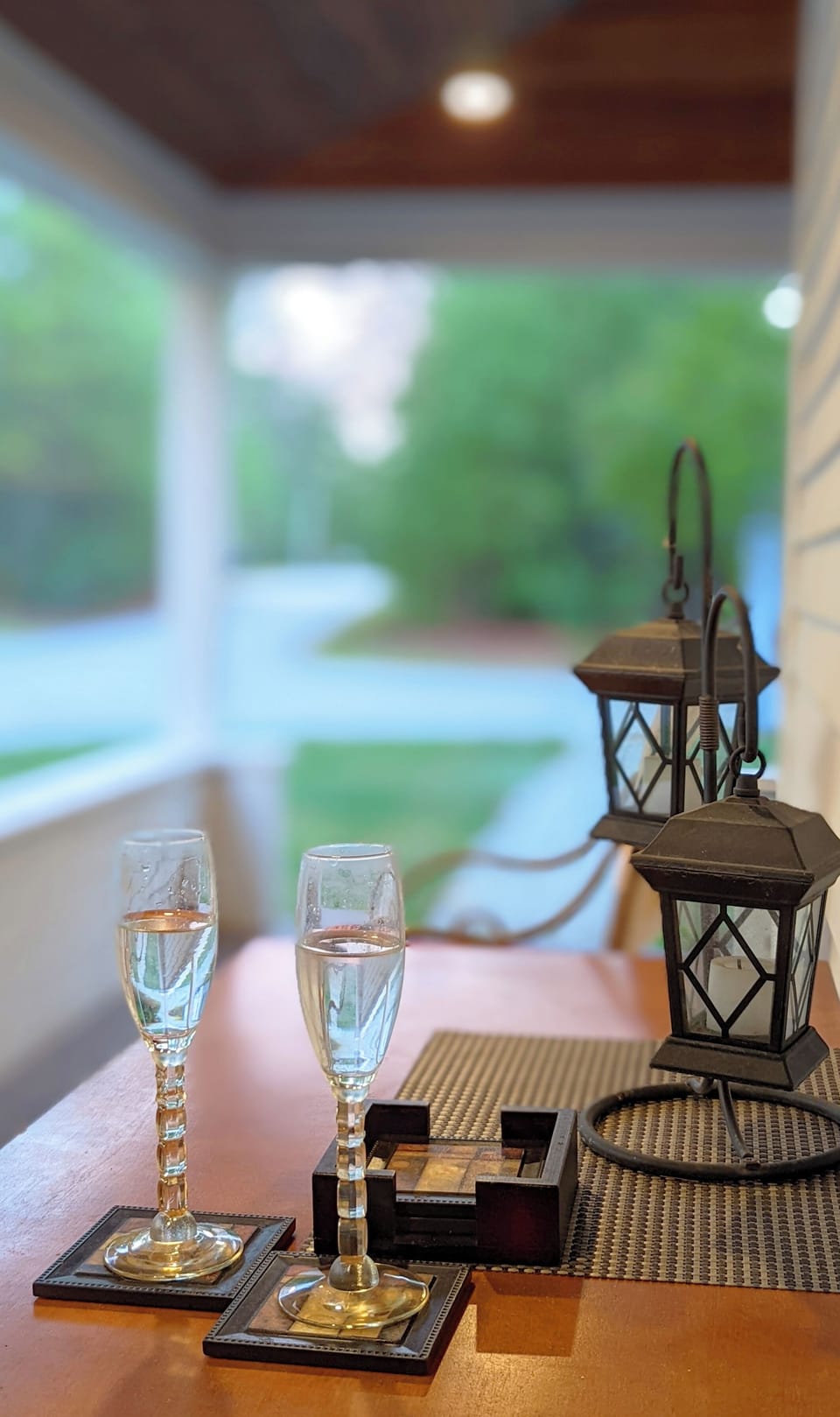 Step onto the covered porch and take in the fresh mountain air, on a sunny day! A cozy spot to sip coffee and watch the world go by before hitting the trails.