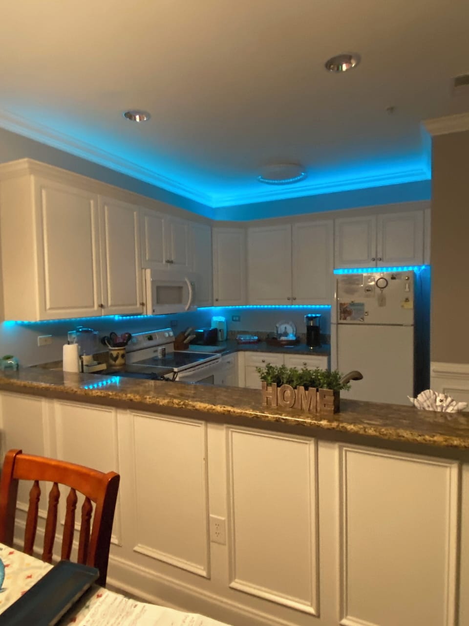 New accent lights that you can change colors to set the tone w/remote.