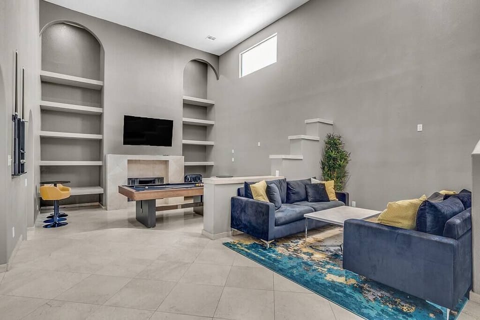Pool table & lounge area with 70 inch TV