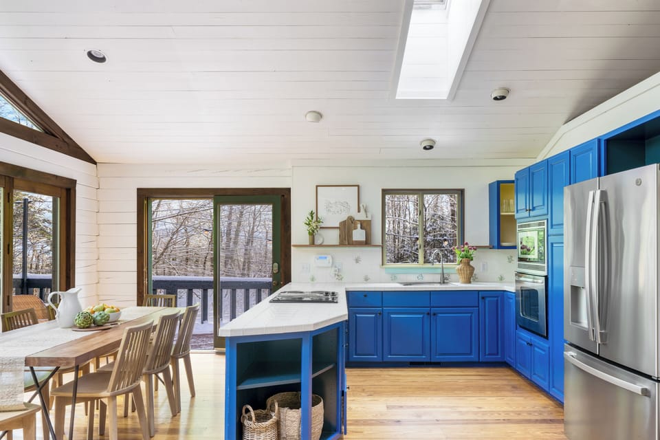 Open flow through the kitchen and indoor dining area.