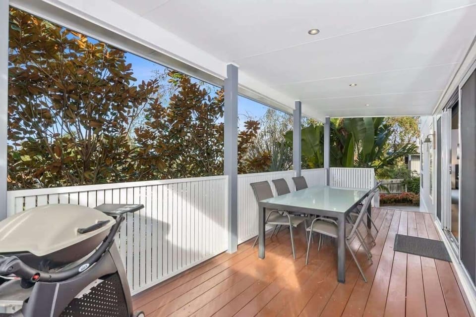 Undercover deck for outdoor dining.