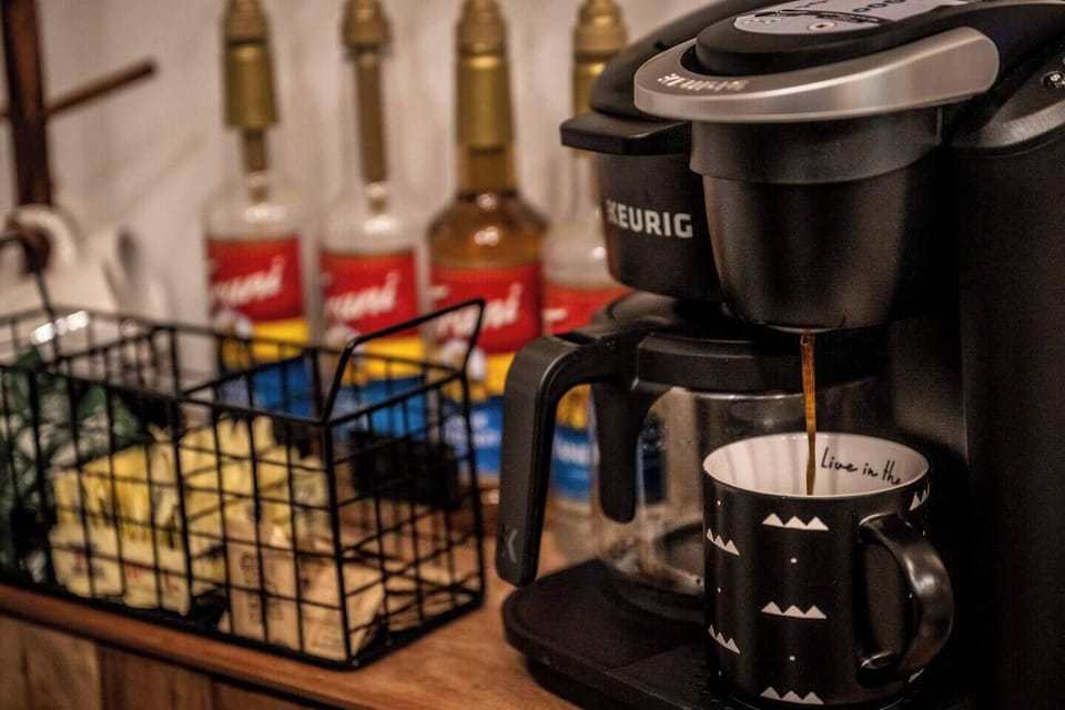K-Cups, Sweeteners, and Syrups available at our guest favorite Coffee Bar!