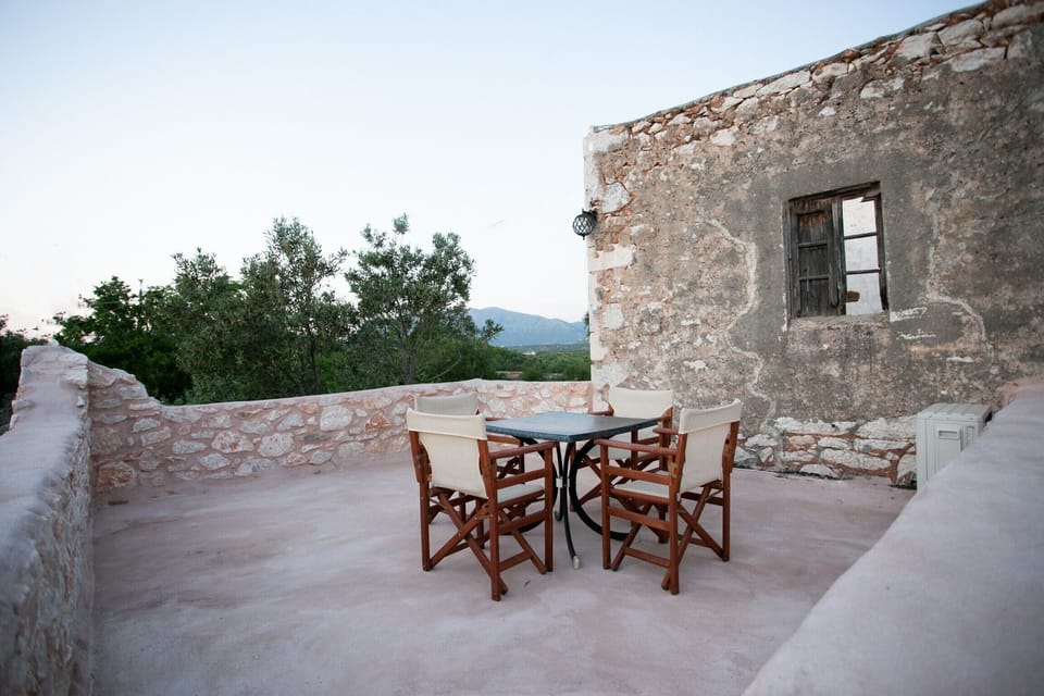 Terrace and views of Cozy country house,4 guests,Renovated,Near tavern,cafe, beach,Mani,Greece