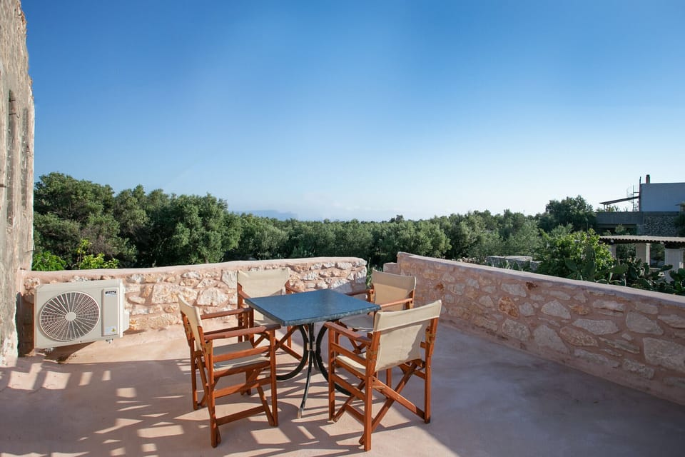 Terrace and views of Cozy country house,4 guests,Renovated,Near tavern,cafe, beach,Mani,Greece