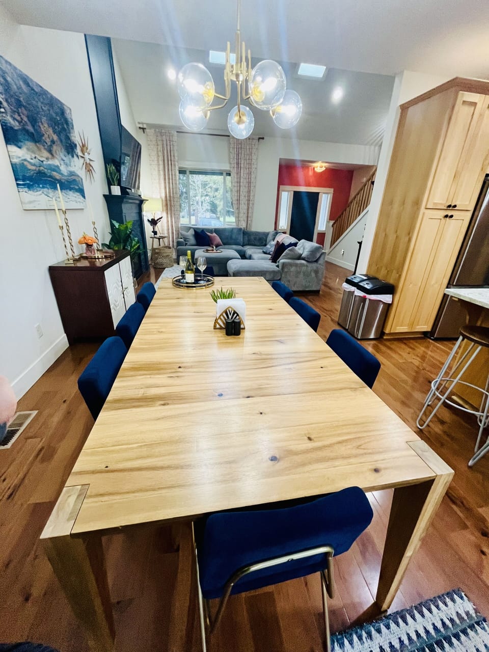 Dining seats 8. 4 Additional folding chairs available 