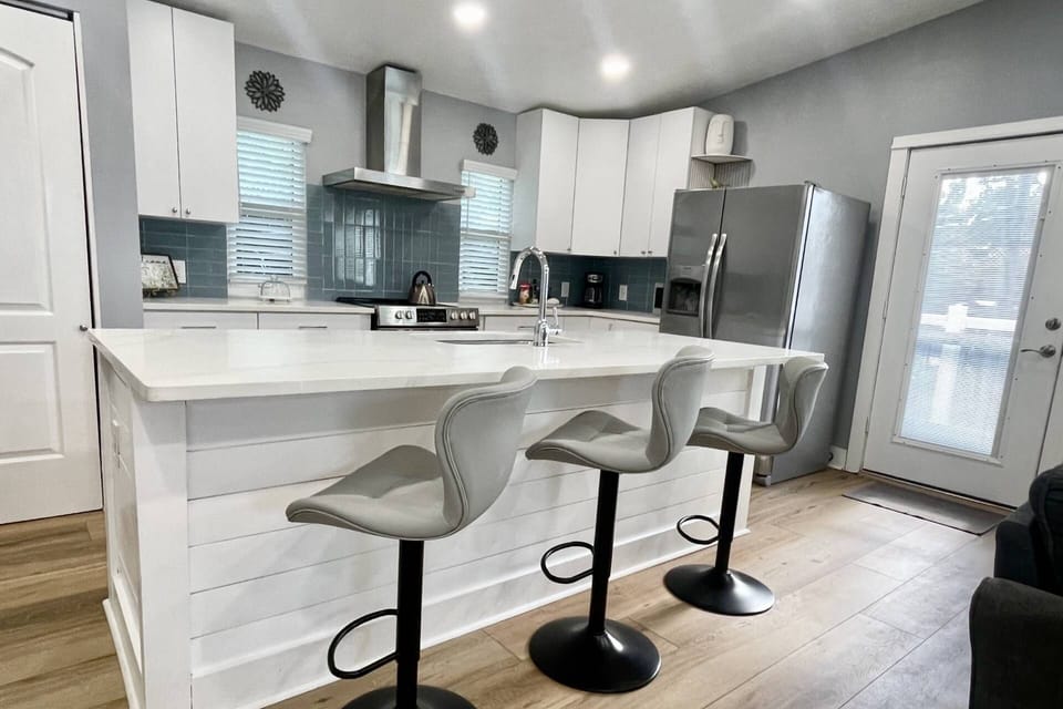 This updated kitchen has plenty of space to gather for great meals and great conversation