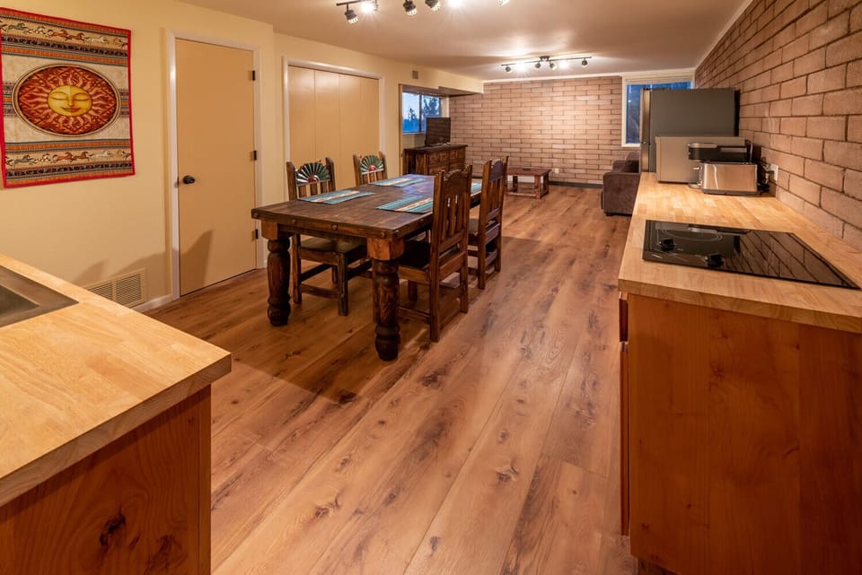 Kitchen area and living room is one large open space 