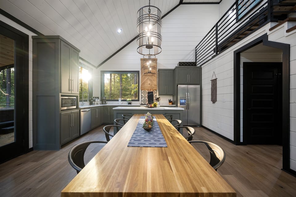 Beautiful custom waterfall table and vent hood