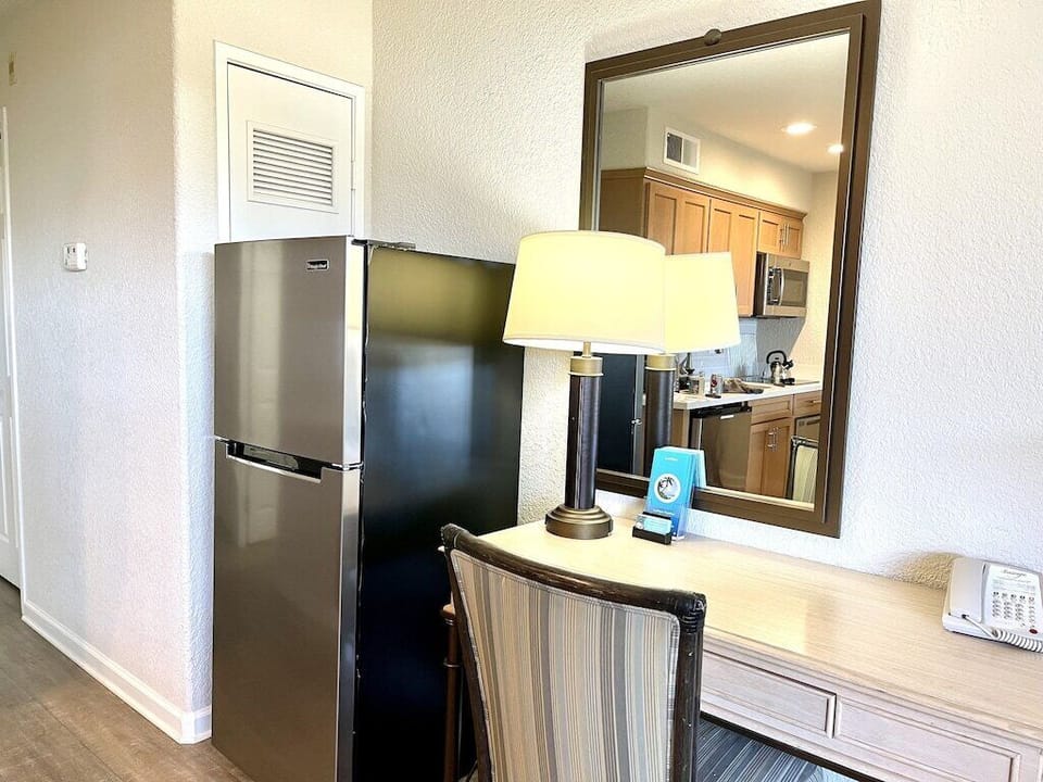 Bonus larger fridge in the unit along with the standard mini fridge for 1 bedroom units.