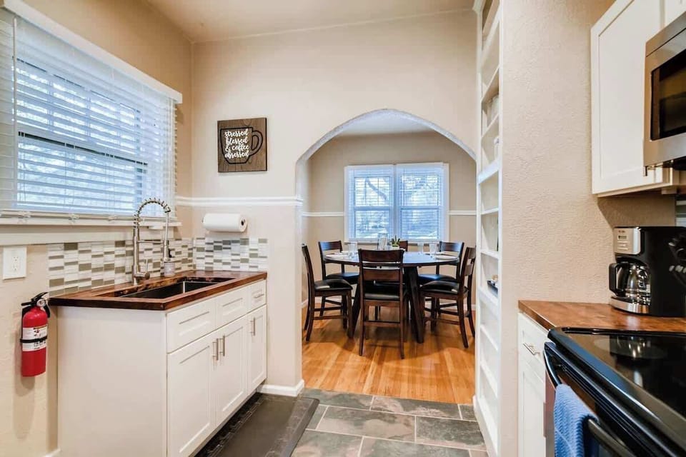 Feeling like staying in after exploring the area? Whip up a delicious dinner in the kitchen that is stocked with all the essentials.