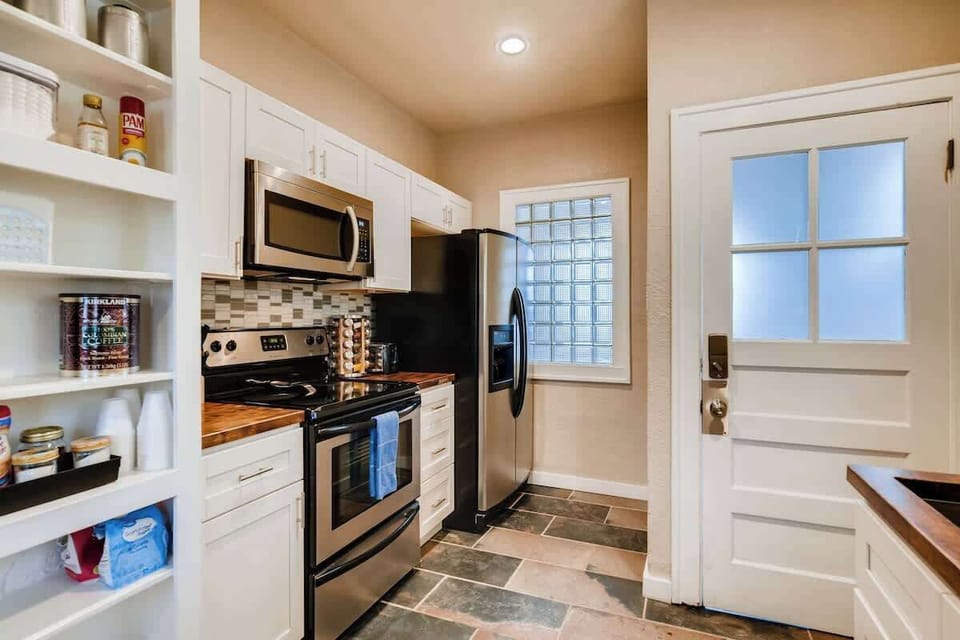 Feeling like staying in after exploring the area? Whip up a delicious dinner in the kitchen that is stocked with all the essentials.
