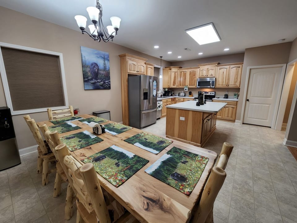 Large dining room and kitchen space