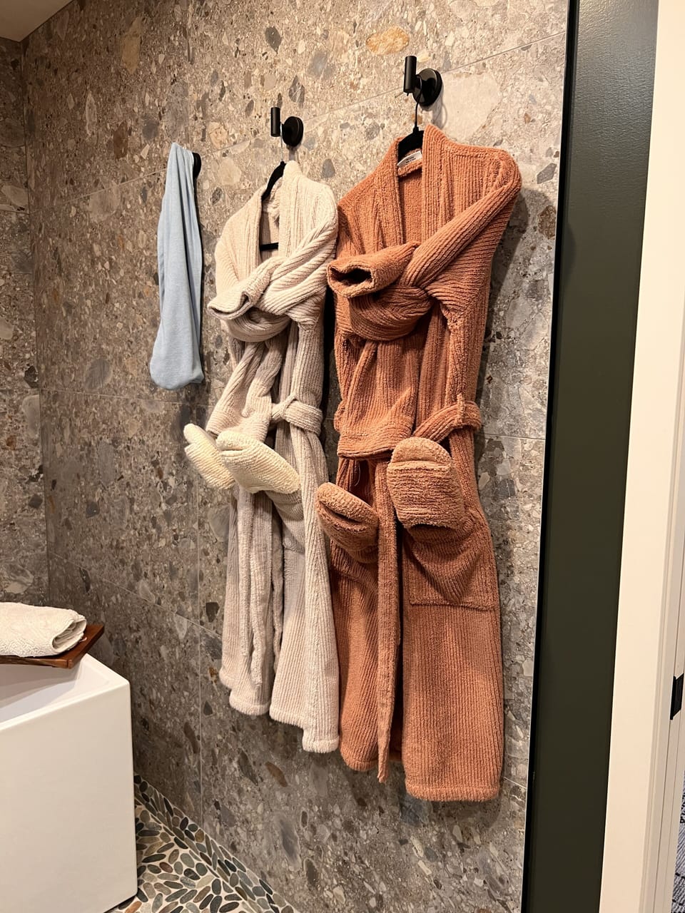 Parachute robes with slippers. and hair cap