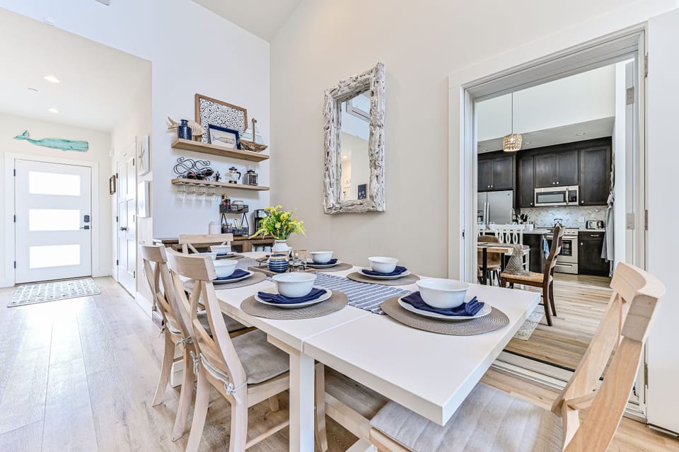 The connecting door between the units can be left open to bring everyone together. 