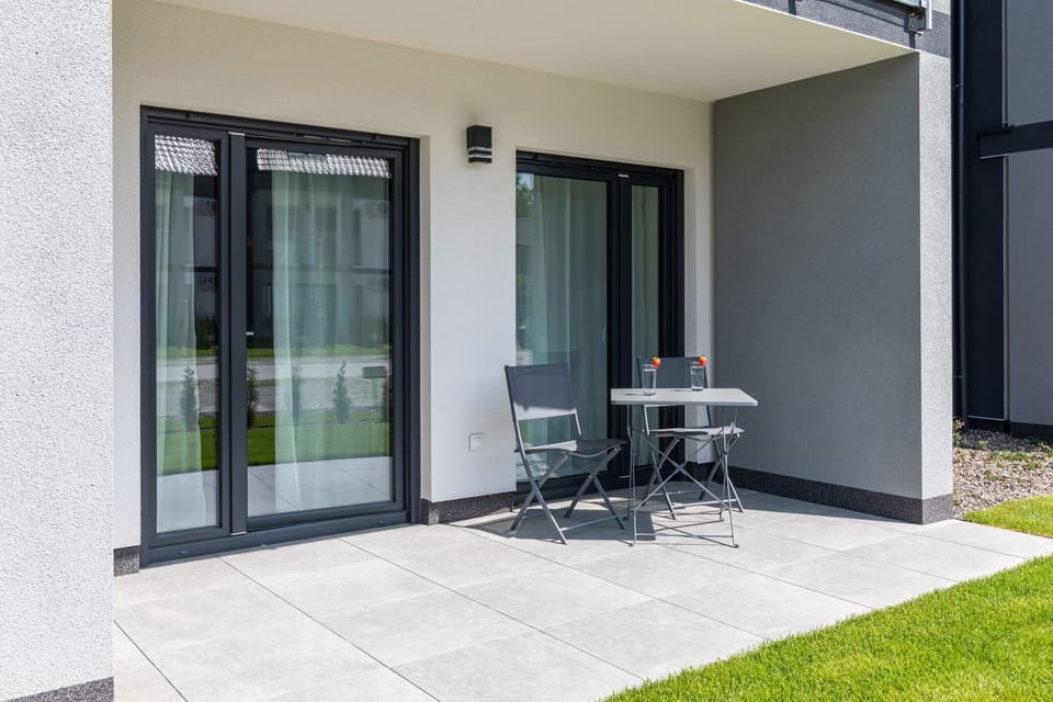 The terrace provides a tranquil spot for enjoying a book. 