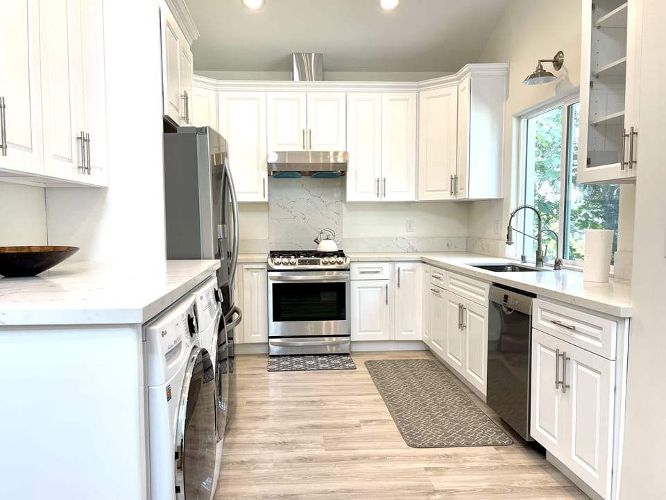 Kitchen with laundry area
