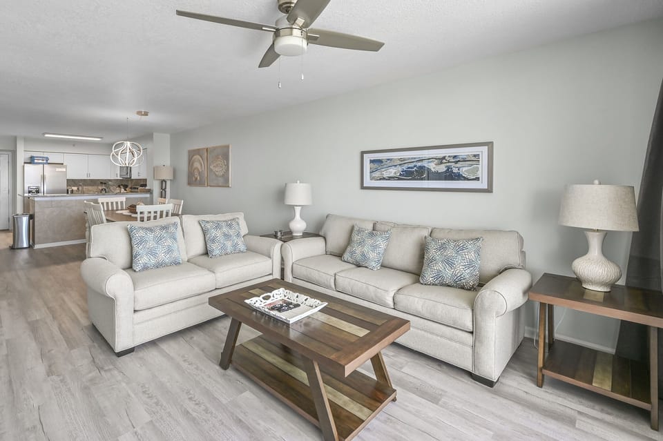 Living room to dining room and kitchen