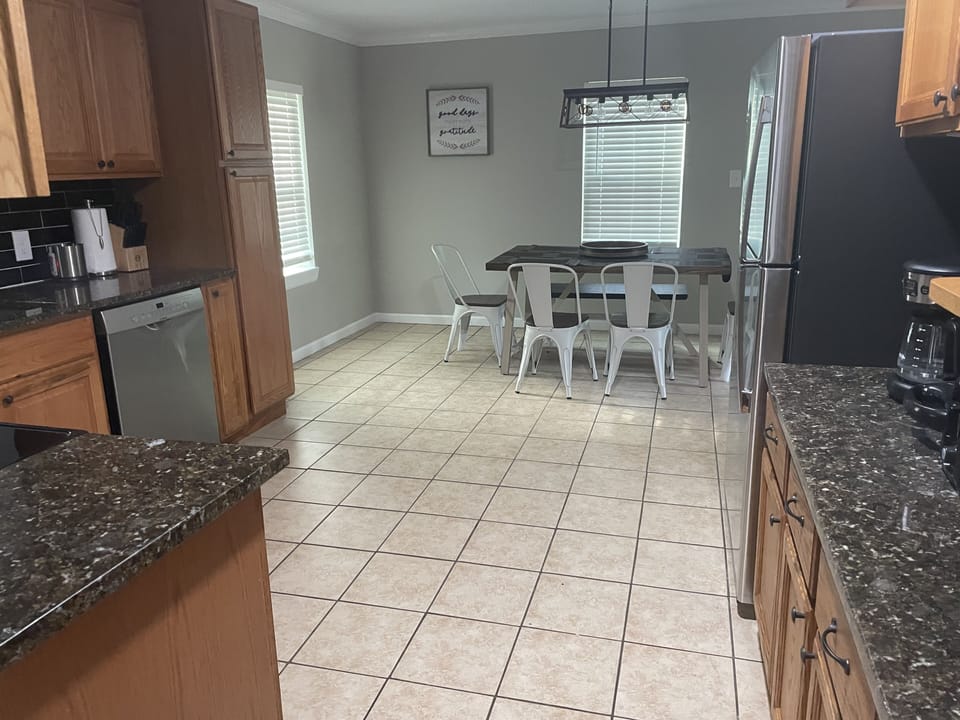 kitchen and dining room.