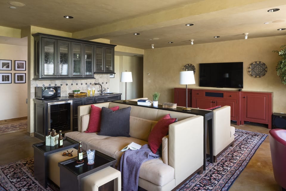 Second Living Area with Fireplace and Kitchenette