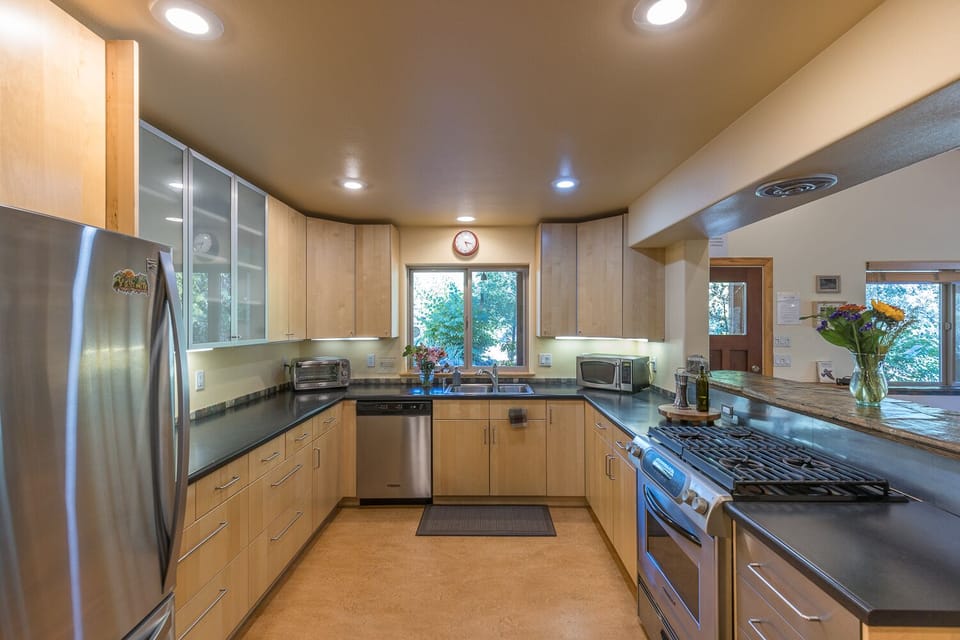 It is fully stocked to prepare all meals. 